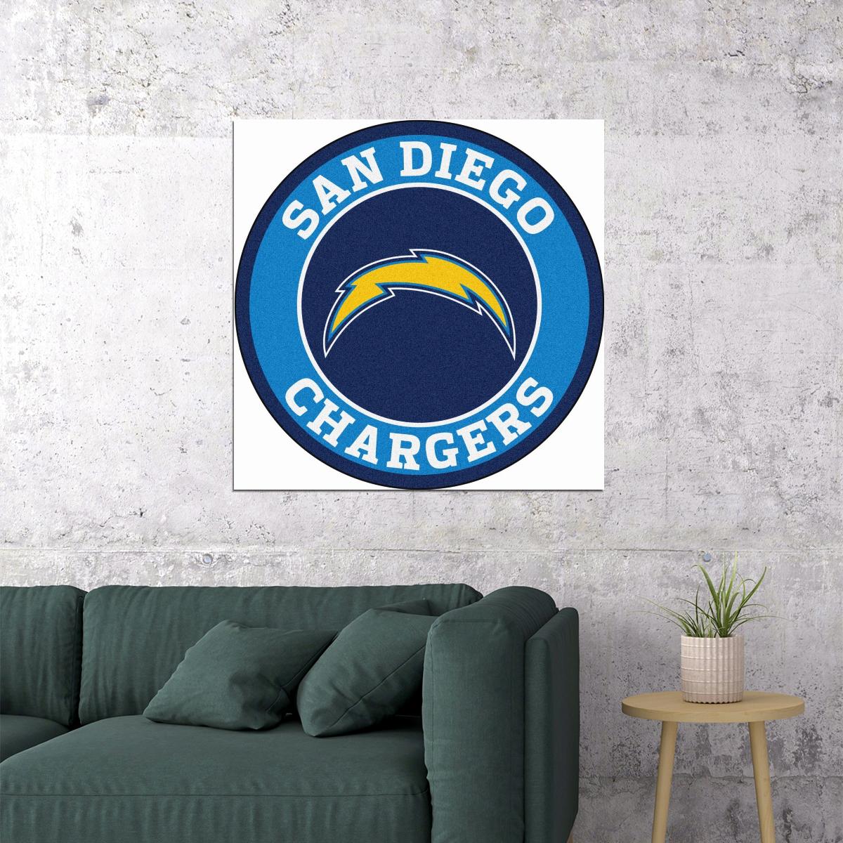San Diego Chargers Logo Poster Iconic Nfl Team Emblem Wall Art
