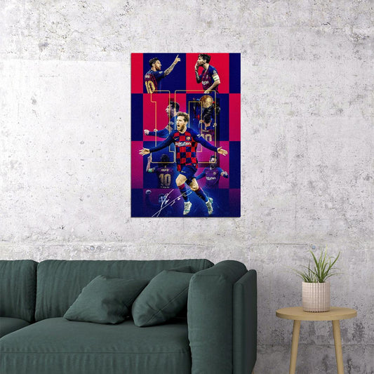 Lionel Messi Soccer Poster Famous Football Player Motivational Sports Print Superstar Wall Art - xonomax