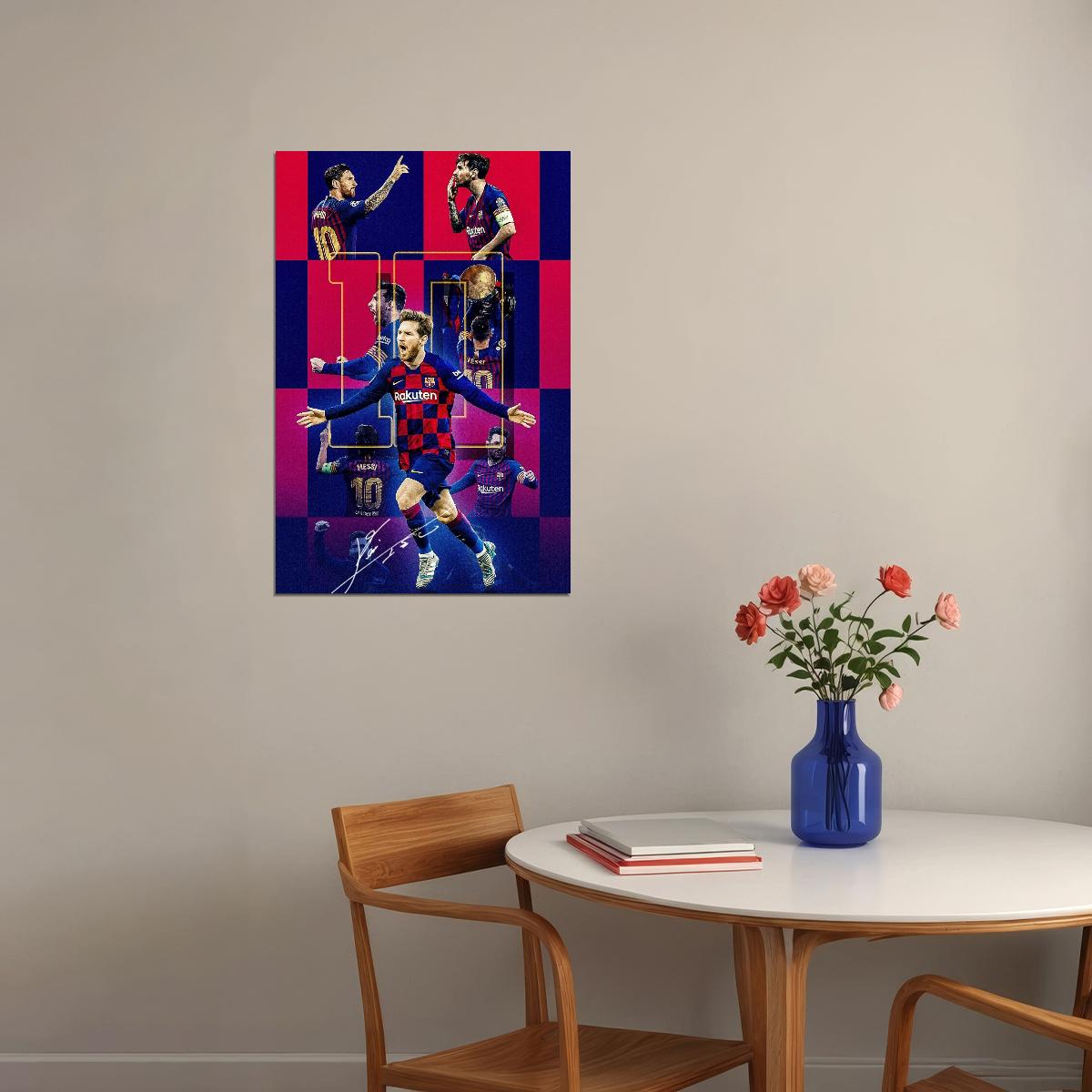 Lionel Messi Soccer Poster Famous Football Player Motivational Sports Print Superstar Wall Art