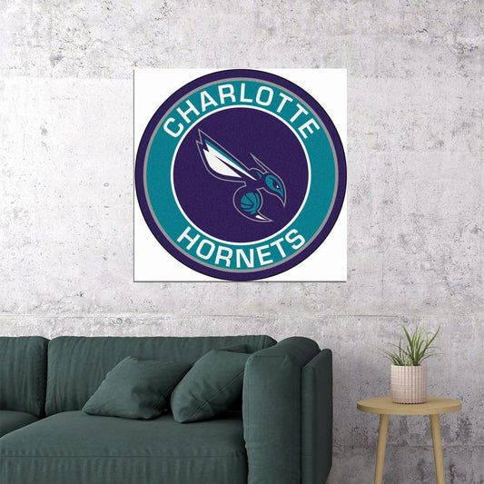 Charlotte Hornets Logo Poster Nba Basketball Team Wall Art Sports Print - xonomax