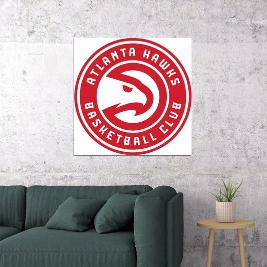 Atlanta Hawks Logo Poster Nba Basketball Team Wall Art Sports Print - xonomax