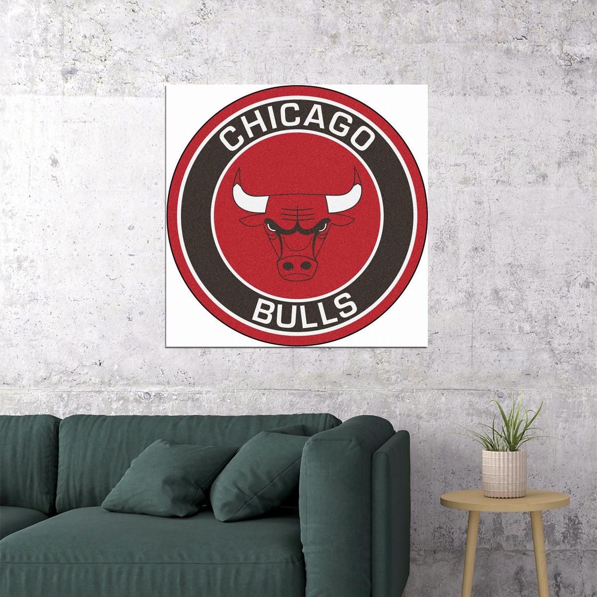 Chicago Bulls Logo Poster Nba Basketball Team Wall Art Sports Print