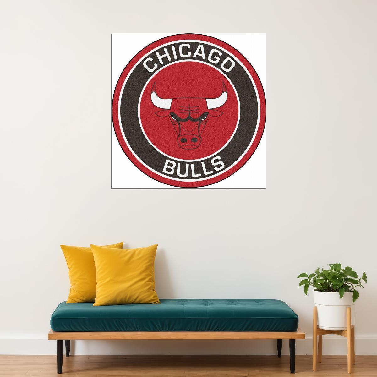 Chicago Bulls Logo Poster Nba Basketball Team Wall Art Sports Print