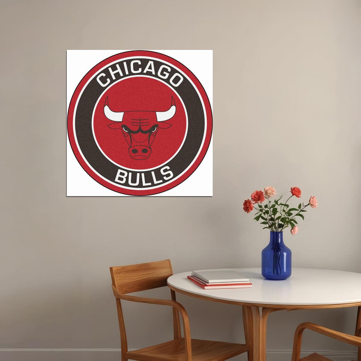Chicago Bulls Logo Poster Nba Basketball Team Wall Art Sports Print