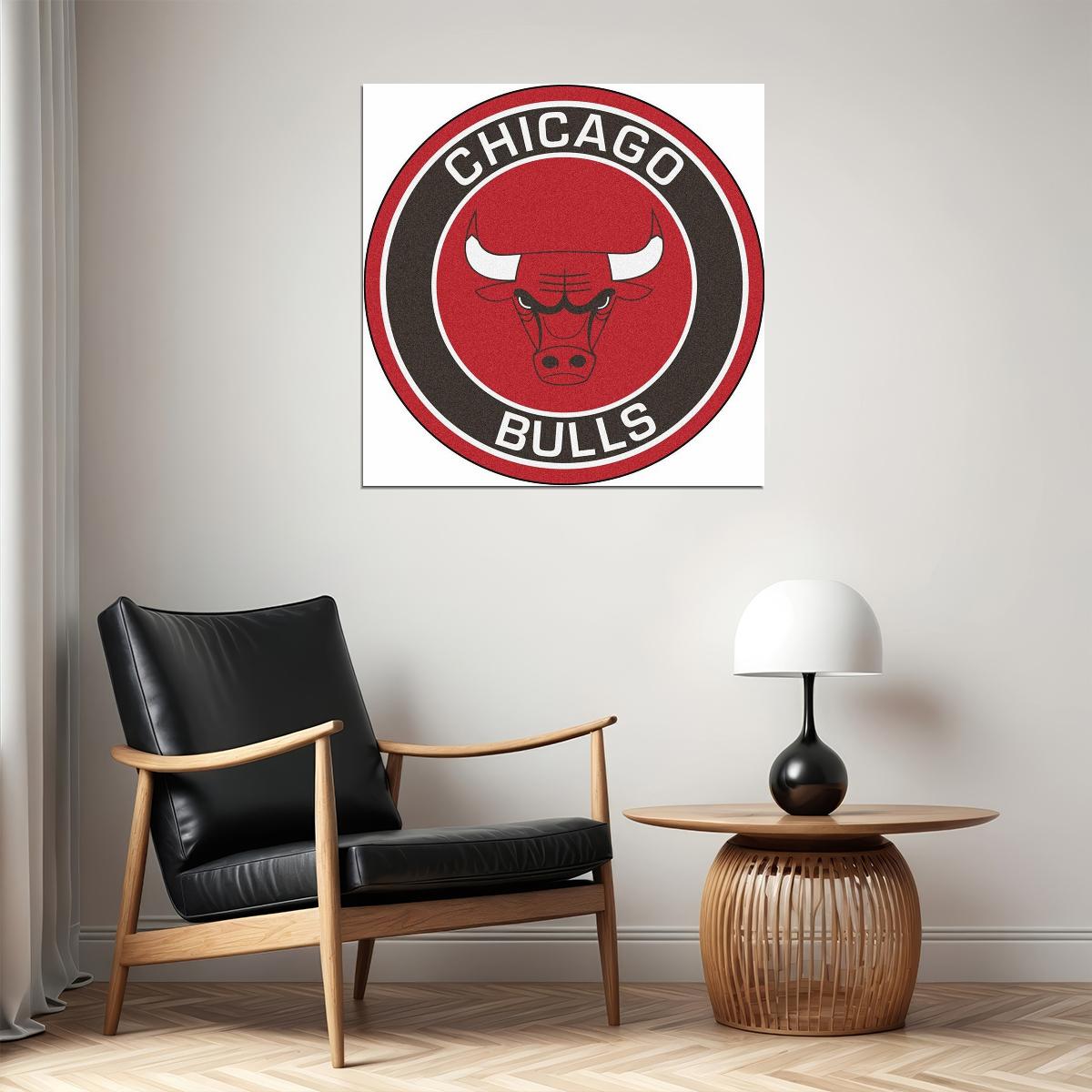 Chicago Bulls Logo Poster Nba Basketball Team Wall Art Sports Print