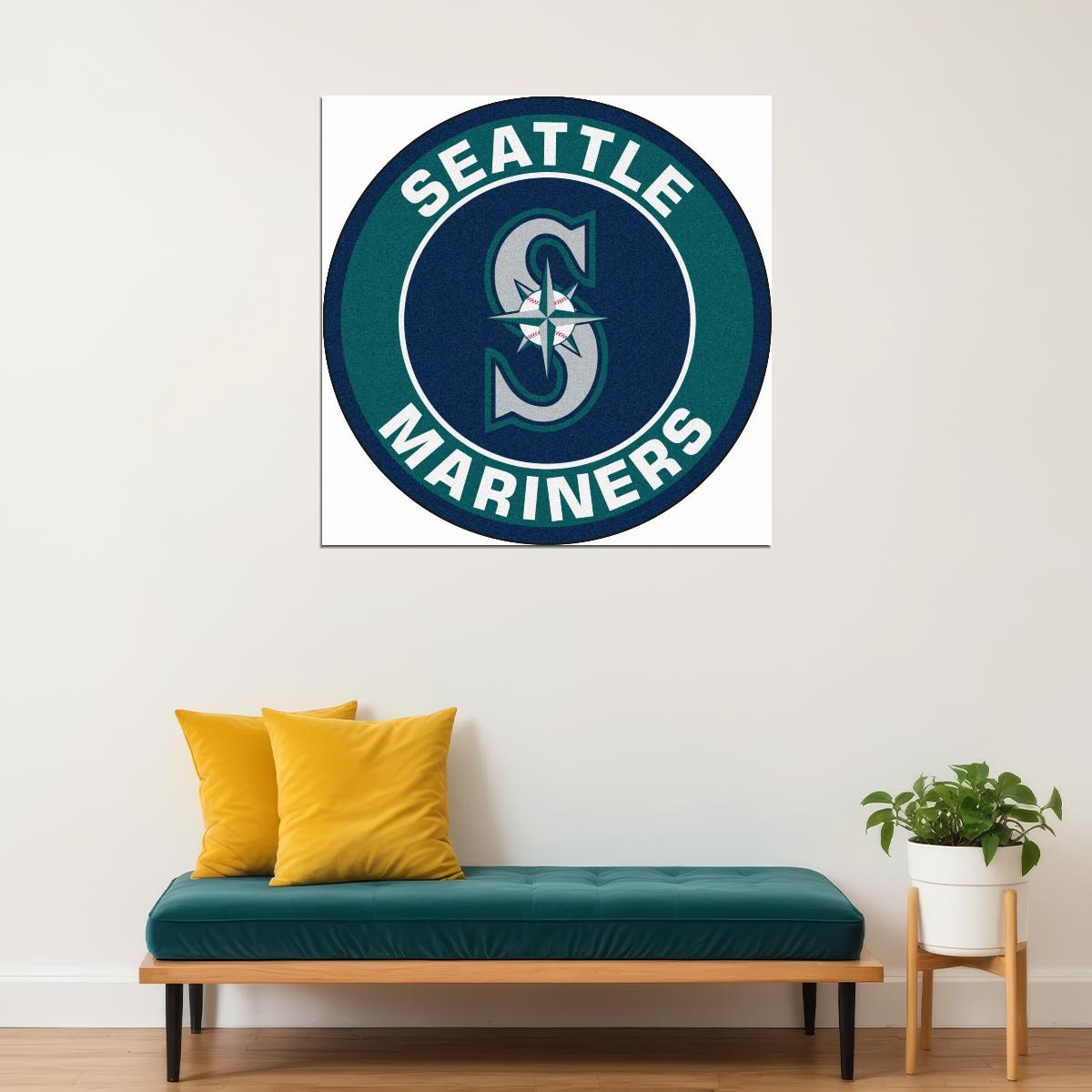 Seattle Mariners Logo Poster Iconic Mlb Team Emblem Wall Art