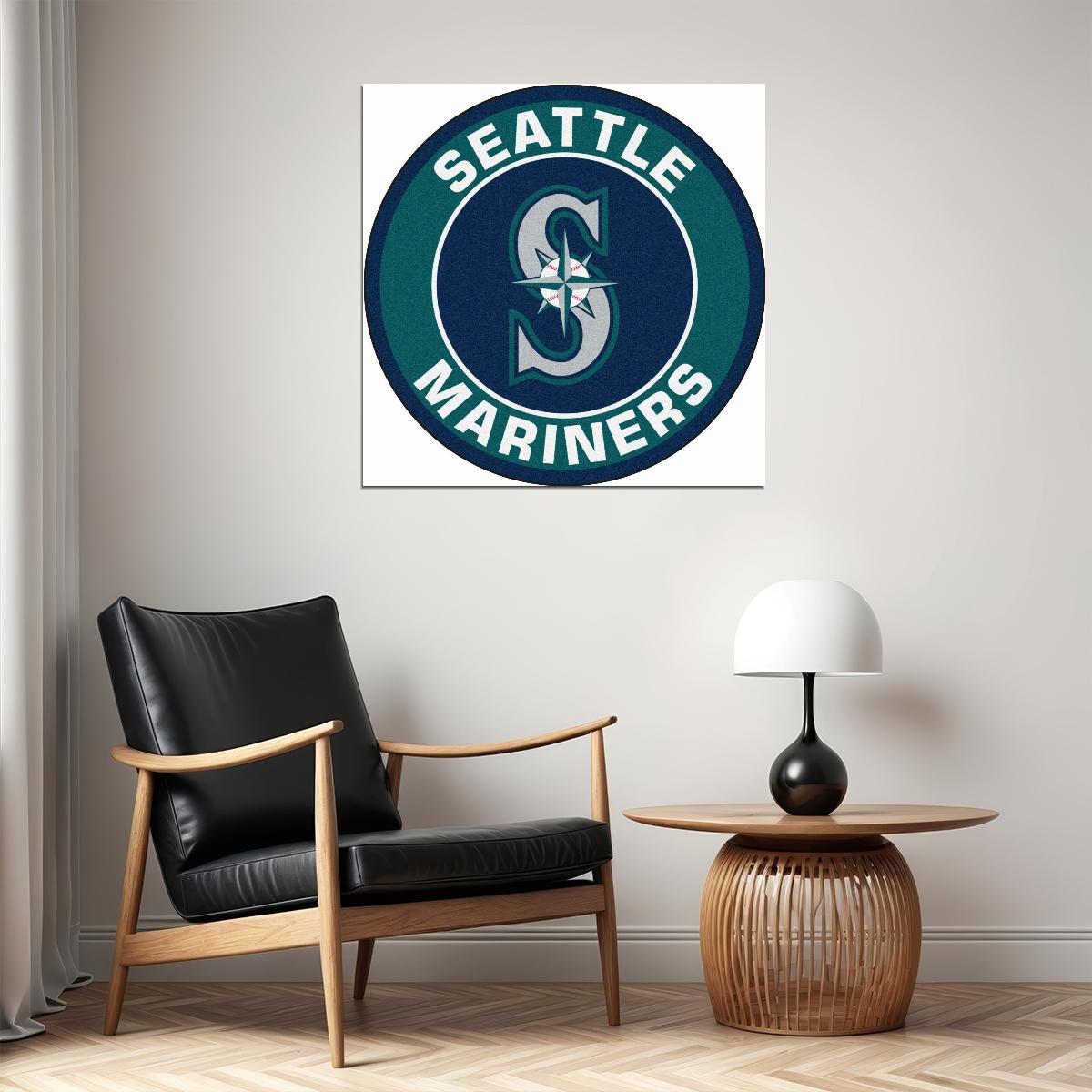Seattle Mariners Logo Poster Iconic Mlb Team Emblem Wall Art