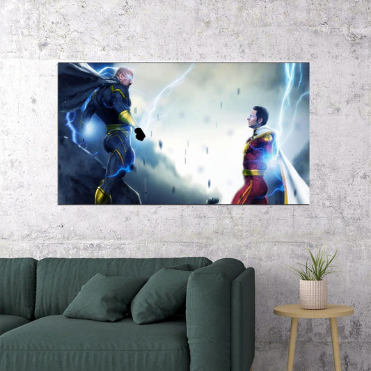 Shazam Vs Black Adam Comic Book Poster Epic Dc Superhero Wall Art - xonomax
