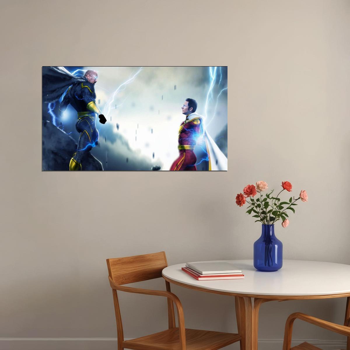 Shazam Vs Black Adam Comic Book Poster Epic Dc Superhero Wall Art - xonomax