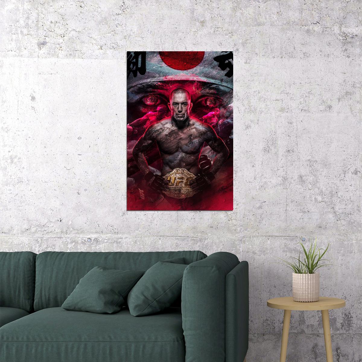 Georges St-pierre Gsp Poster Ufc Champion Wall Art Motivational Sports Print