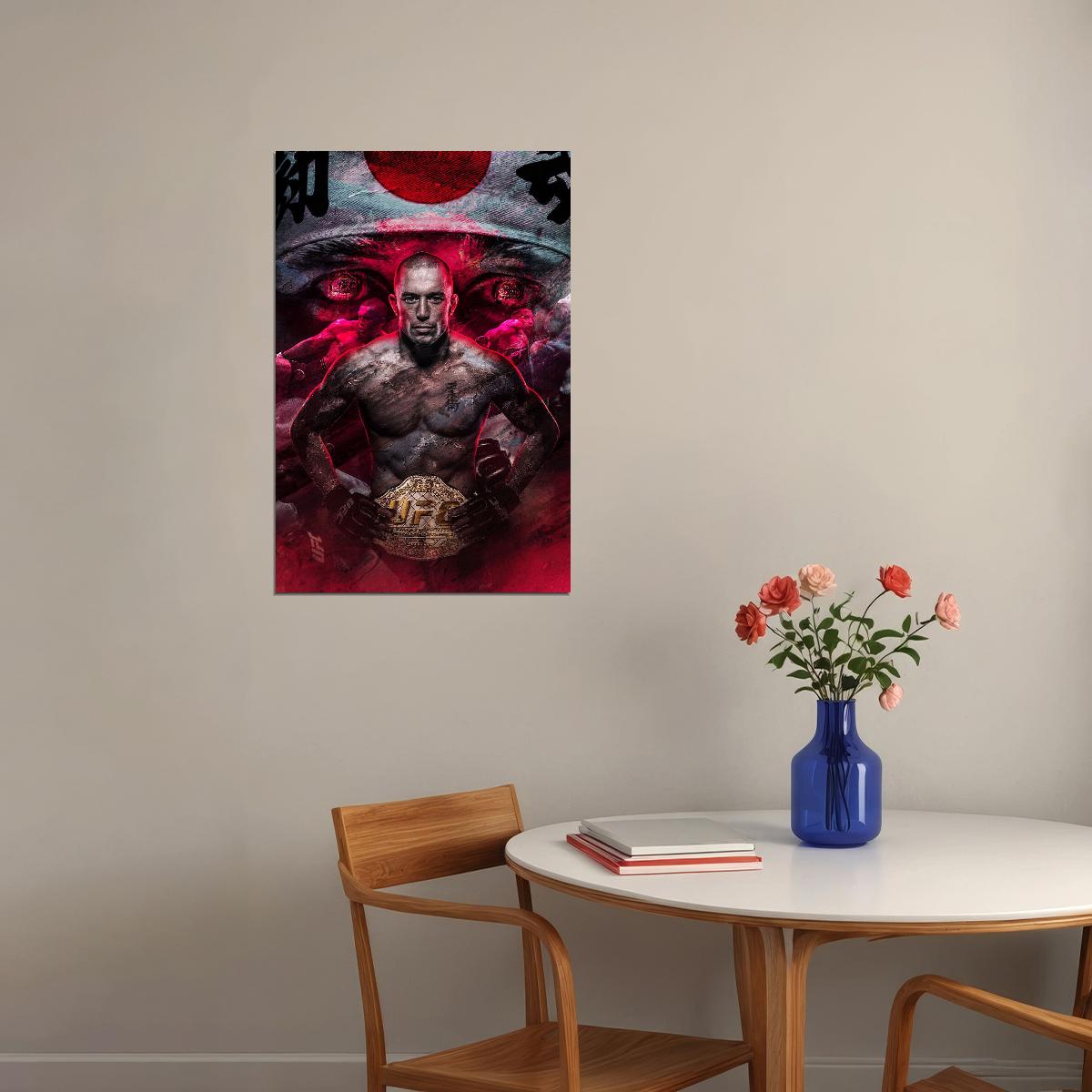 Georges St-pierre Gsp Poster Ufc Champion Wall Art Motivational Sports Print