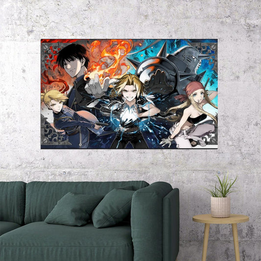 Fullmetal Alchemist Anime Poster Japanese Animation Wall Art Manga Series Print - xonomax