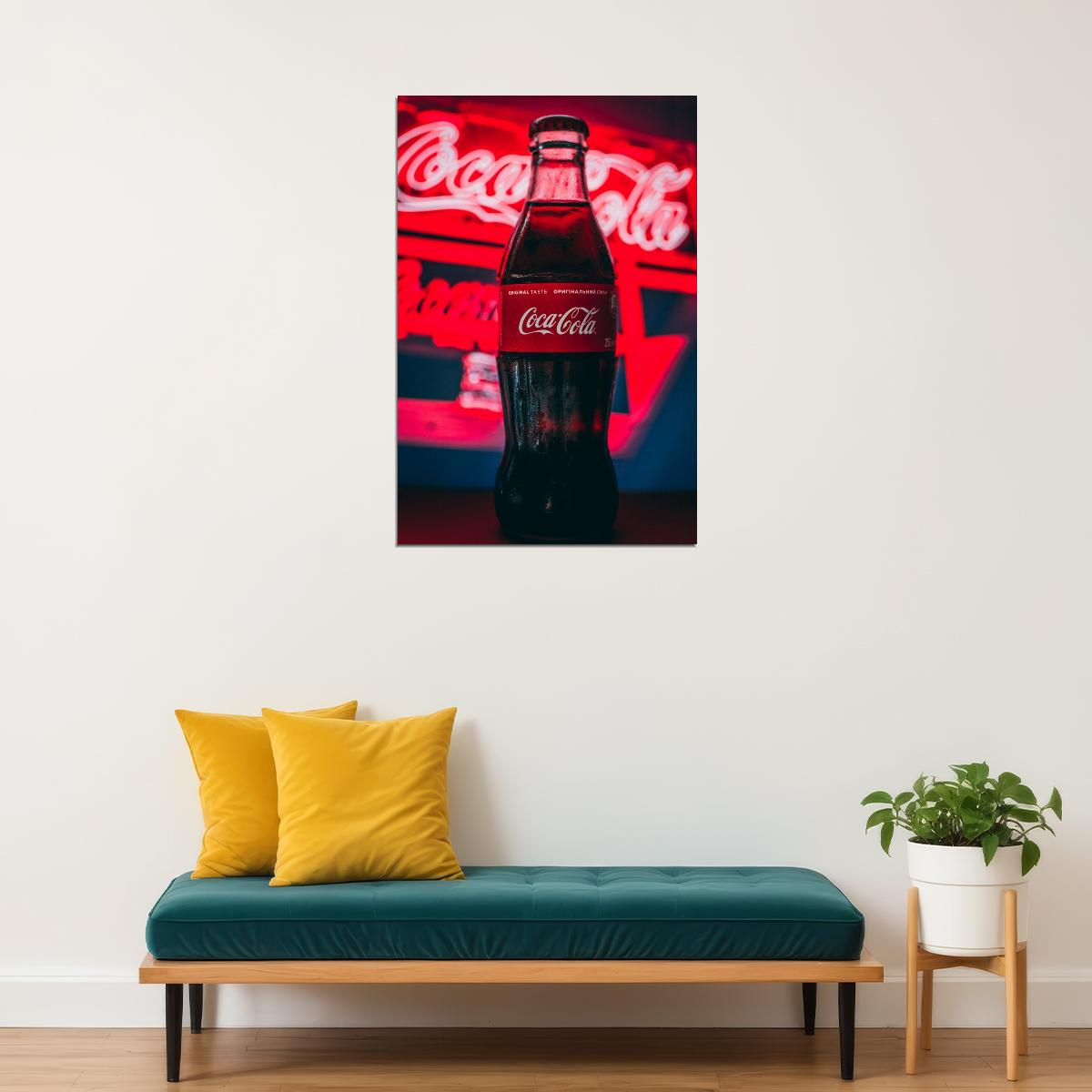 Coca-cola Bottle Poster Iconic Beverage Brand Wall Art Vintage Bottle Print