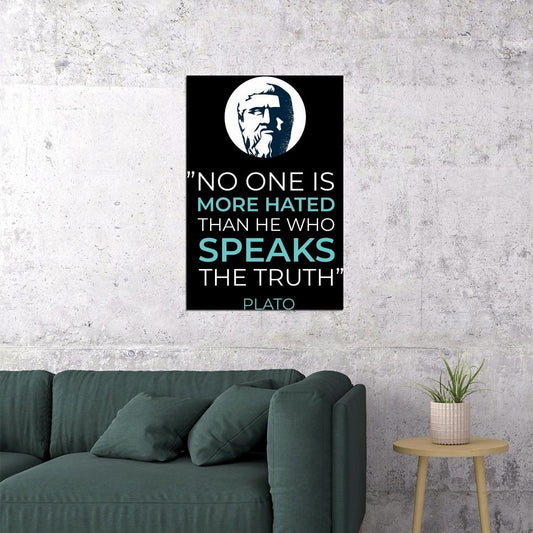 Plato Life Quote Truth No One Poster Philosophical Wisdom Wall Art Inspirational Print - xonomax