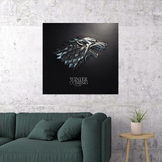 Game Of Thrones Stark Emblem Winter Is Coming Tv Series Poster Fantasy Wall Art Hbo Show Print - xonomax