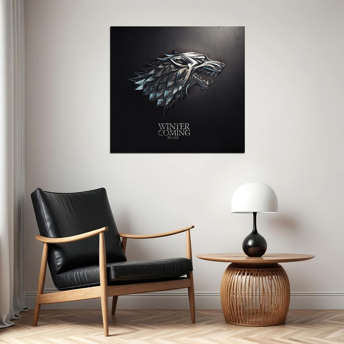 Game Of Thrones Stark Emblem Winter Is Coming Tv Series Poster Fantasy Wall Art Hbo Show Print