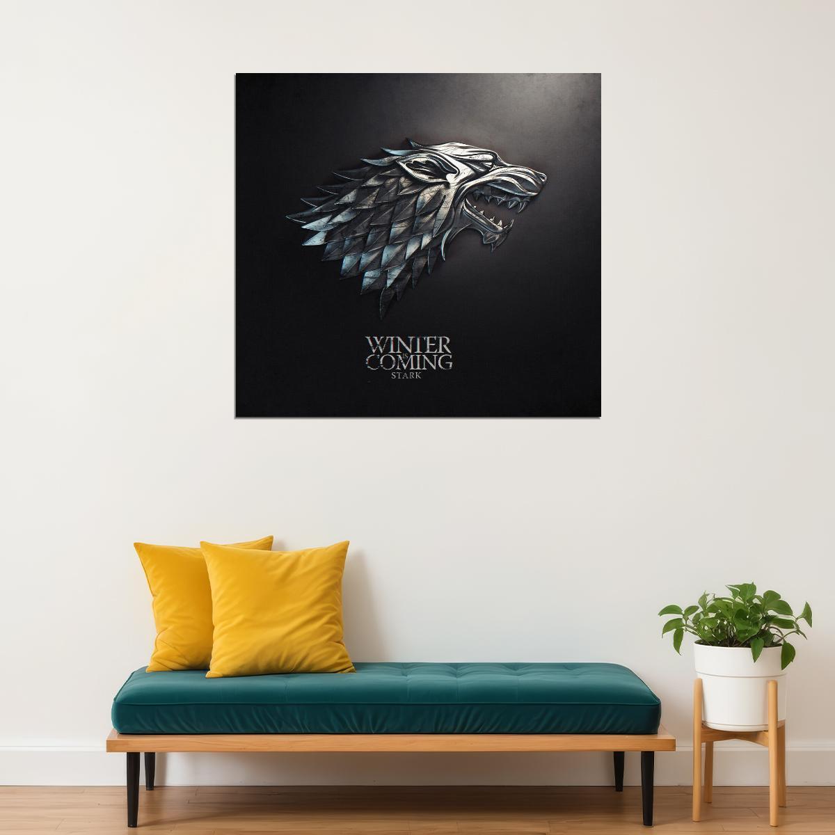 Game Of Thrones Stark Emblem Winter Is Coming Tv Series Poster Fantasy Wall Art Hbo Show Print