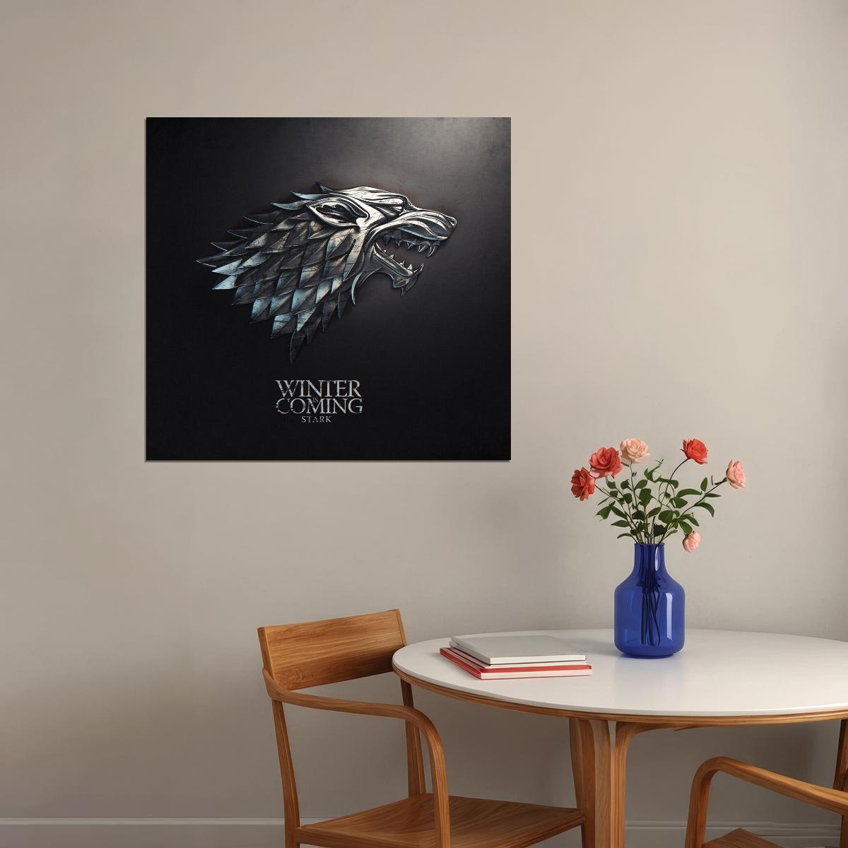 Game Of Thrones Stark Emblem Winter Is Coming Tv Series Poster Fantasy Wall Art Hbo Show Print