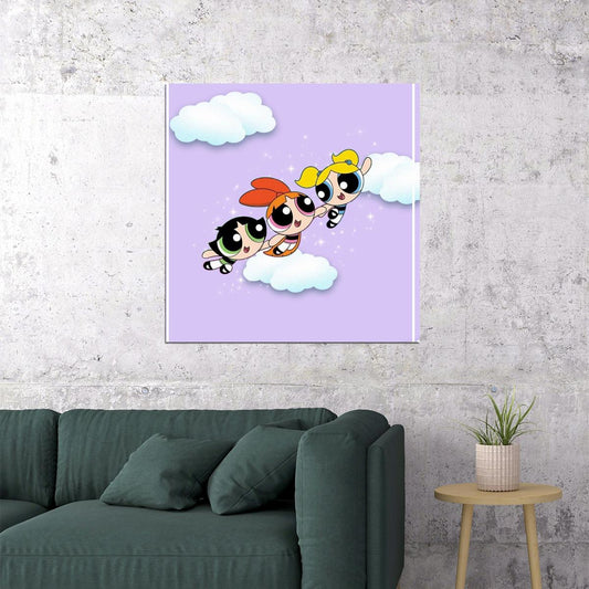 Powerpuff Girls Tv Series Poster Animated Cartoon Kids Print Wall Art - xonomax