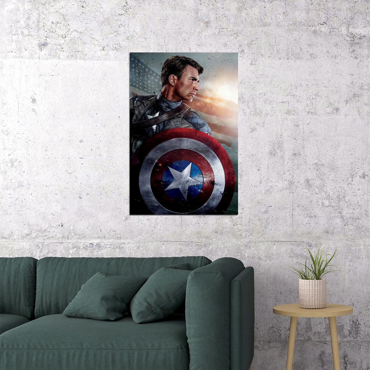 Captain America Movie Poster Marvel Superhero Wall Art Comic Book Film Print