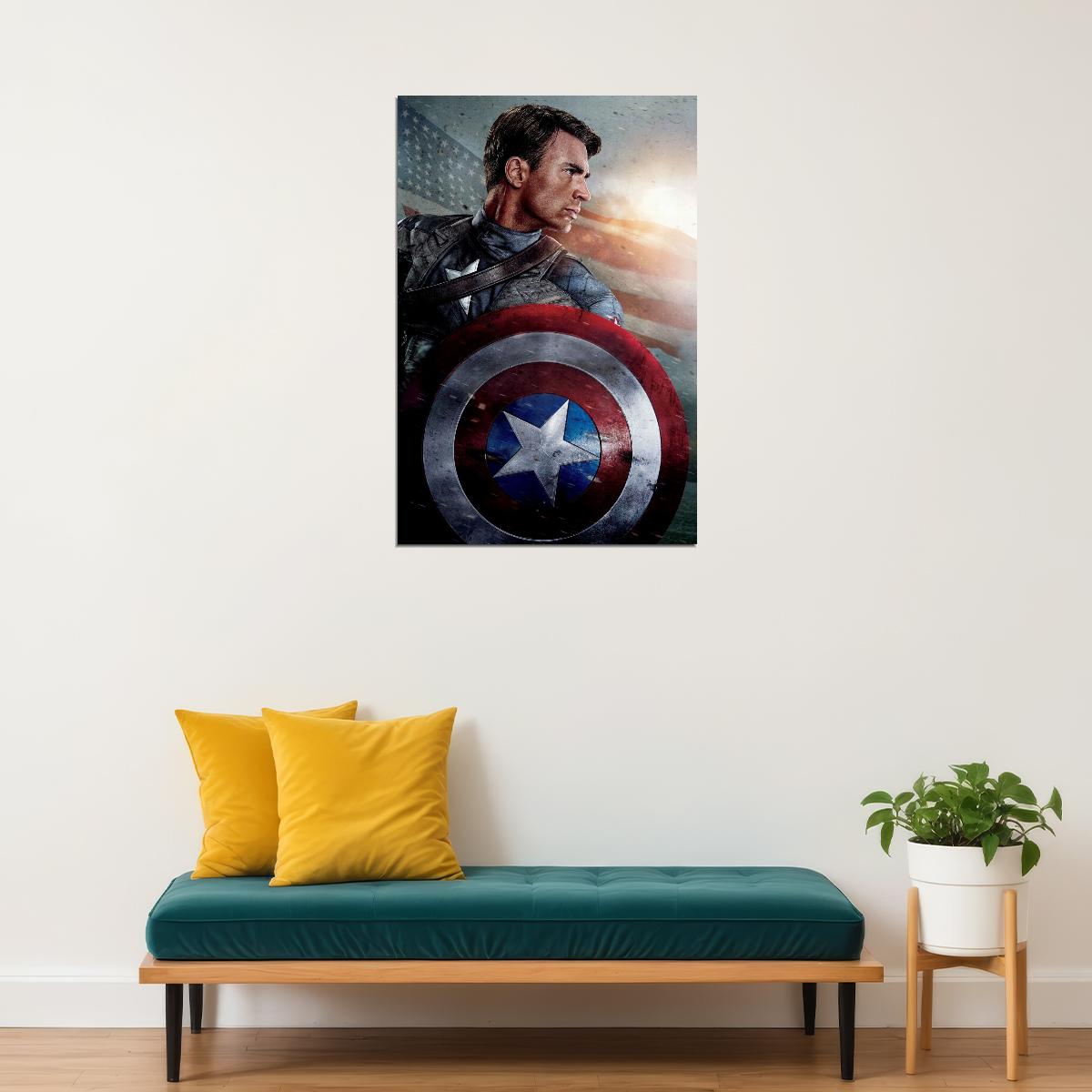 Captain America Movie Poster Marvel Superhero Wall Art Comic Book Film Print