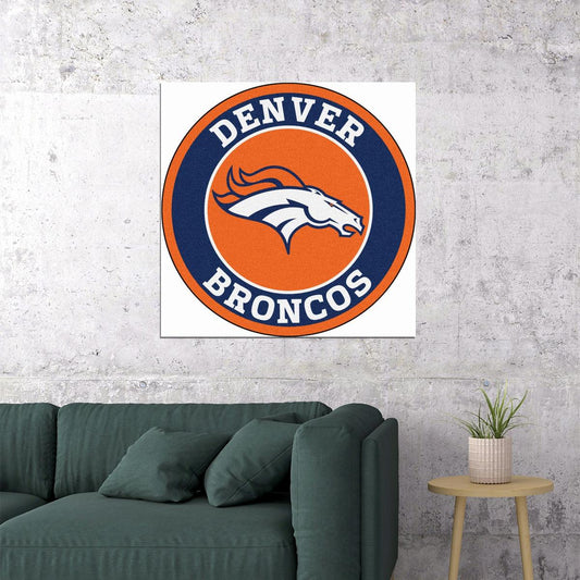 Denver Broncos Logo Poster Nfl Football Team Wall Art Sports Print - xonomax