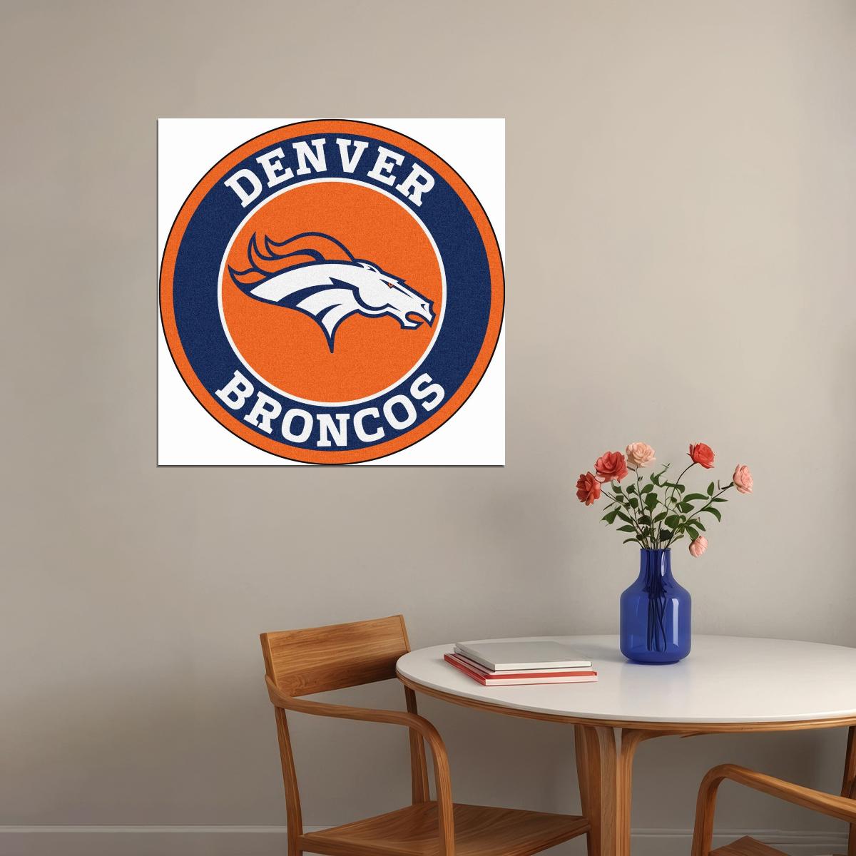 Denver Broncos Logo Poster Nfl Football Team Wall Art Sports Print