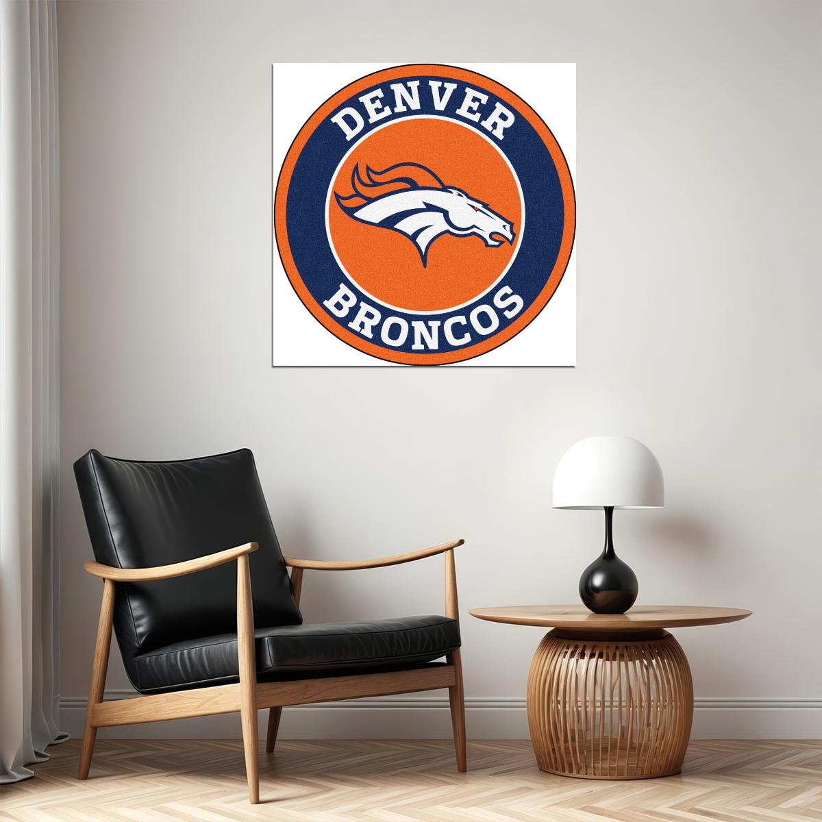 Denver Broncos Logo Poster Nfl Football Team Wall Art Sports Print