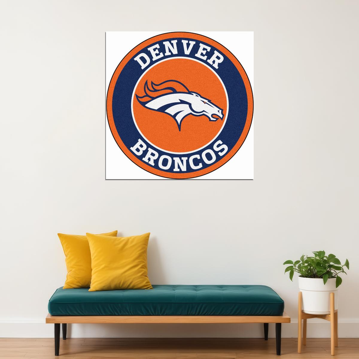 Denver Broncos Logo Poster Nfl Football Team Wall Art Sports Print