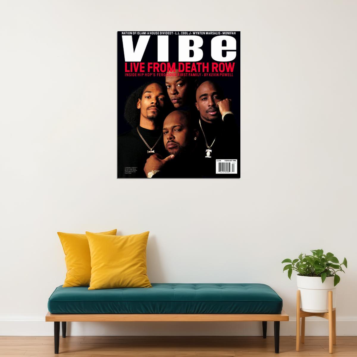 Vibe Live From Death Row Dr. Dre Snoop Dogg Tupac Hip Hop Album Cover 90s Rap Retro Music Poster - xonomax