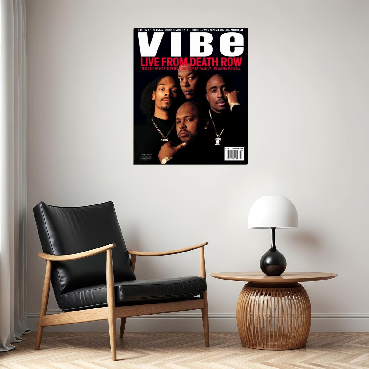 Vibe Live From Death Row Dr. Dre Snoop Dogg Tupac Hip Hop Album Cover 90s Rap Retro Music Poster - xonomax