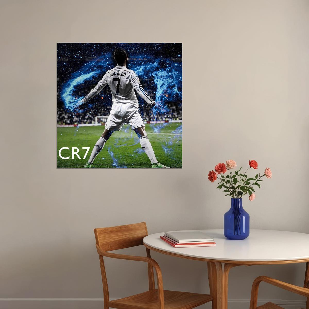 Cristiano Ronaldo Football Poster Soccer Superstar Wall Art Motivational Sports Print - xonomax