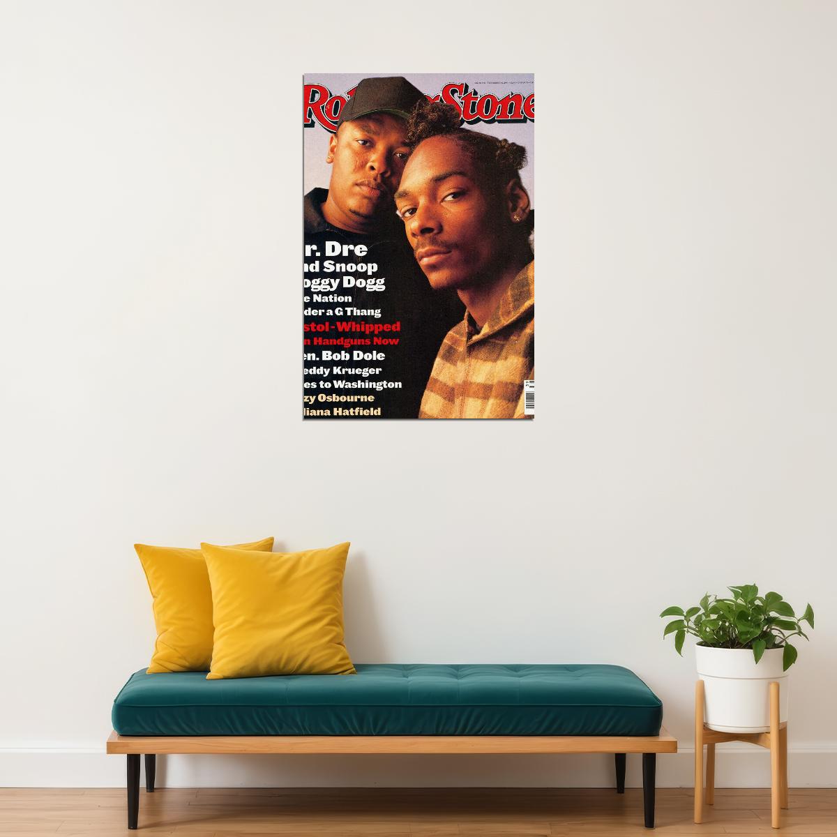 Rolling Stone Snoop Dogg & Dr. Dre Magazine Cover Music Poster Rap Legends 2000s Wall Art