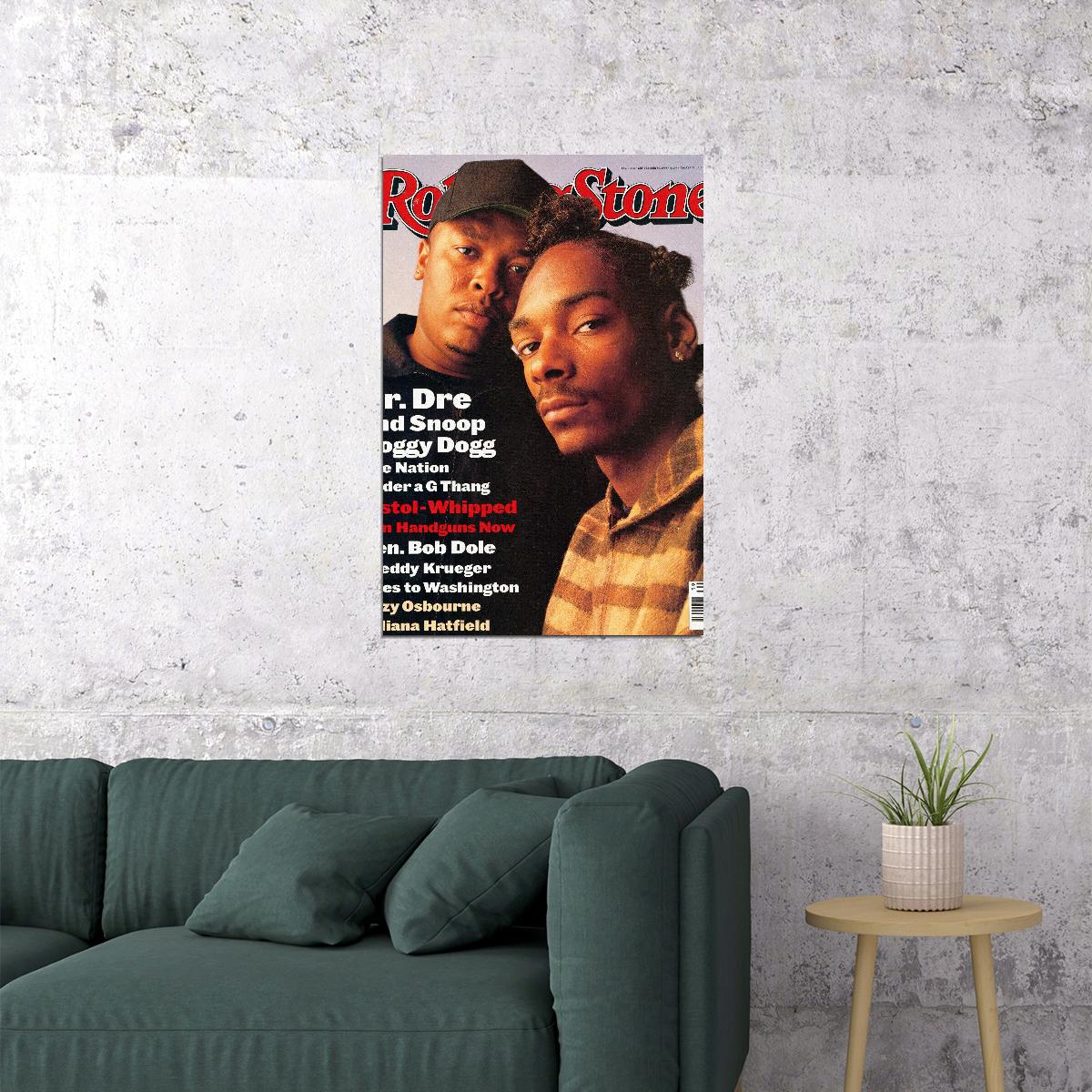 Rolling Stone Snoop Dogg & Dr. Dre Magazine Cover Music Poster Rap Legends 2000s Wall Art