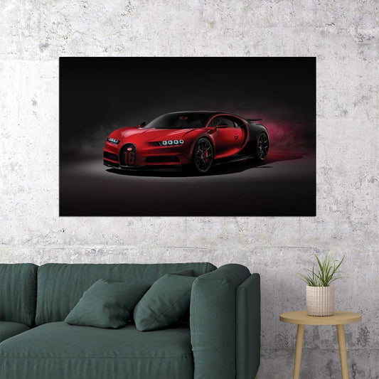 Bugatti Poster Luxury Sports Car Wall Art Supercar Print - xonomax
