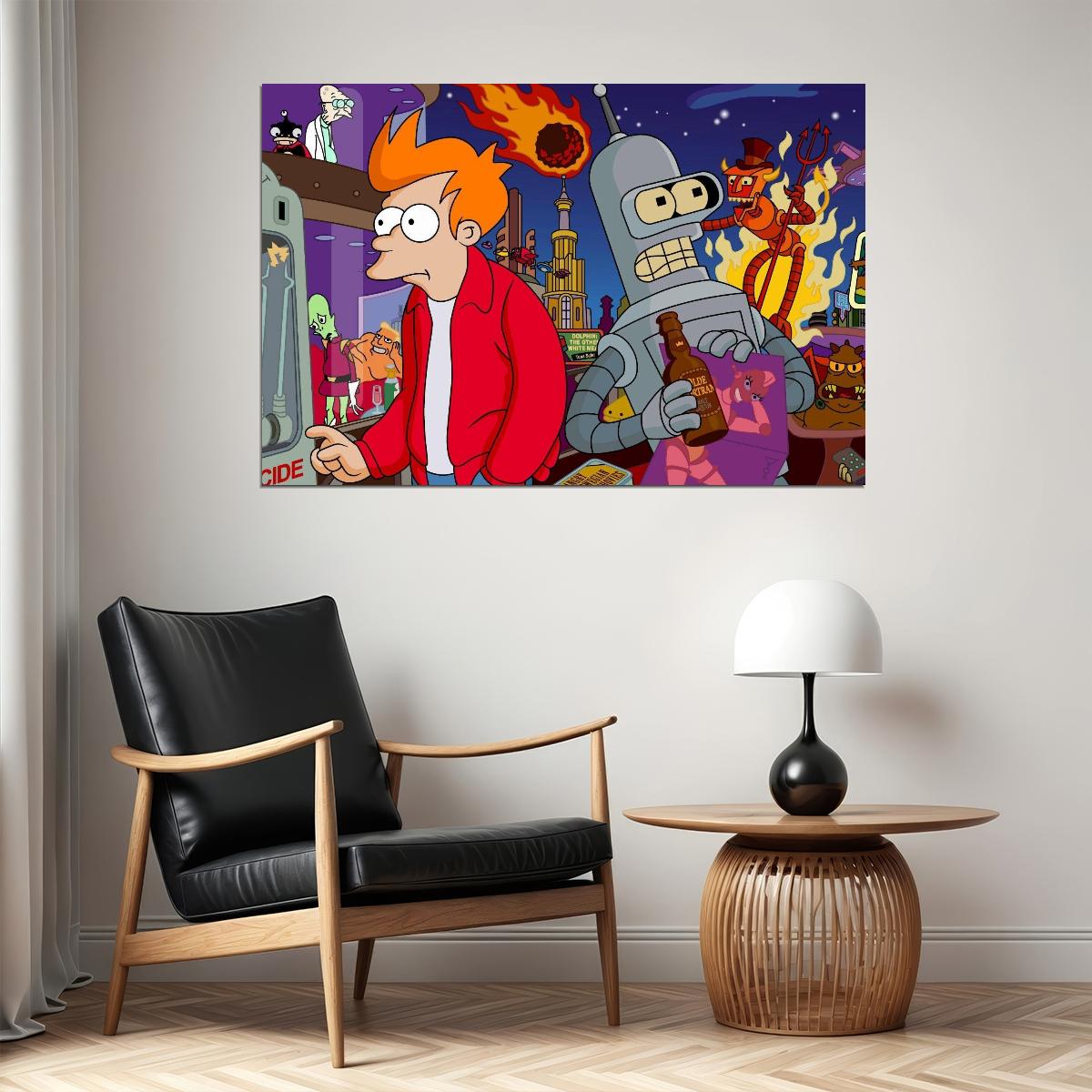 Futurama Animated Series Poster Comedy Sci-fi Wall Art Matt Groening Print