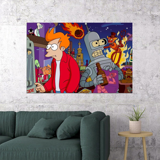 Futurama Animated Series Poster Comedy Sci-fi Wall Art Matt Groening Print - xonomax