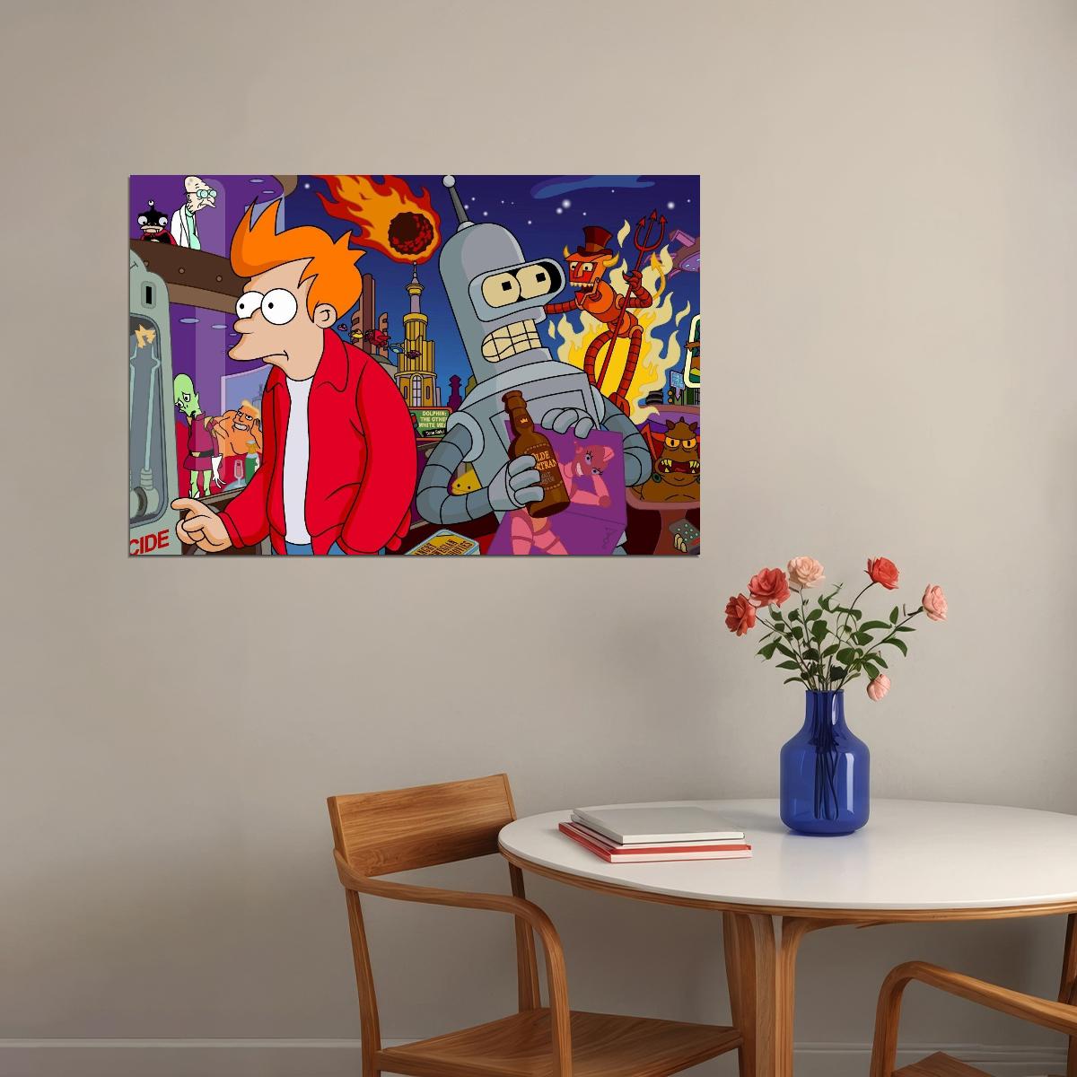 Futurama Animated Series Poster Comedy Sci-fi Wall Art Matt Groening Print