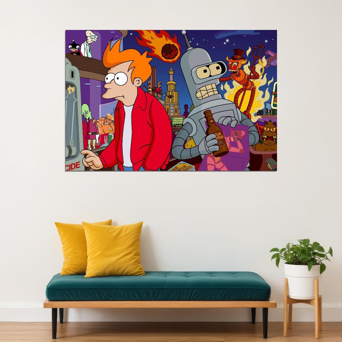 Futurama Animated Series Poster Comedy Sci-fi Wall Art Matt Groening Print