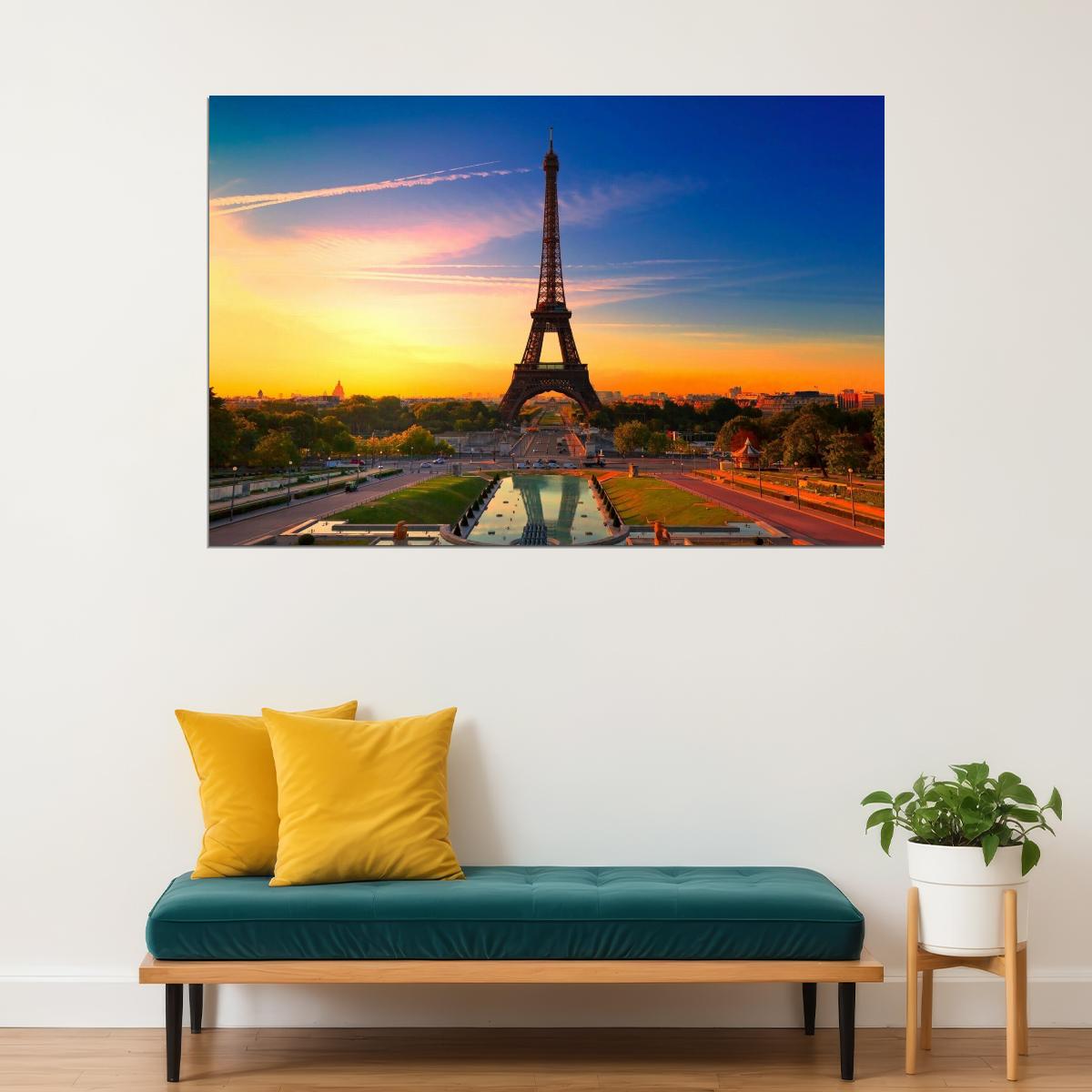 Eiffel Tower Poster Paris Landmark Wall Art Travel Photography Print - xonomax