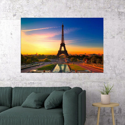 Eiffel Tower Poster Paris Landmark Wall Art Travel Photography Print - xonomax
