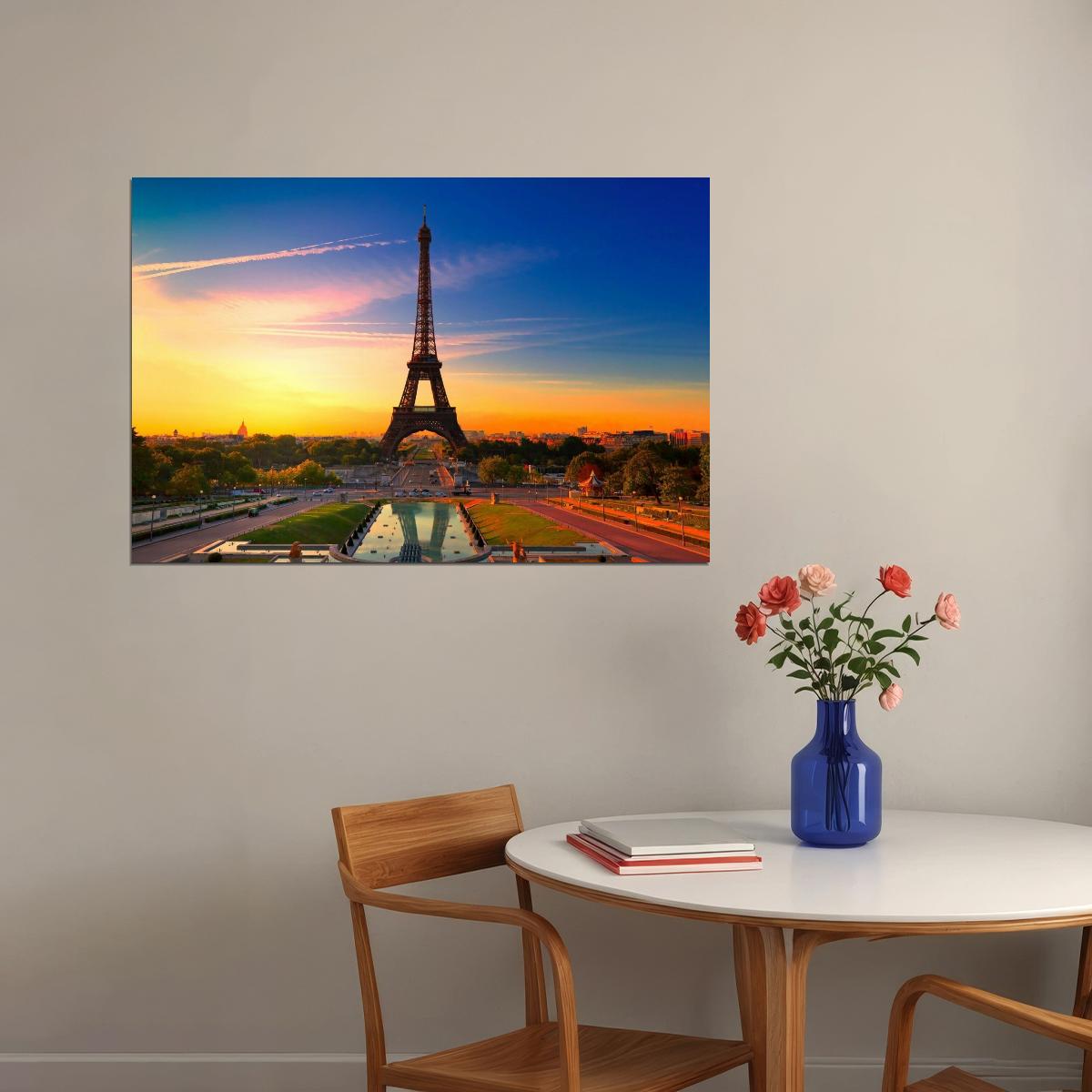 Eiffel Tower Poster Paris Landmark Wall Art Travel Photography Print - xonomax