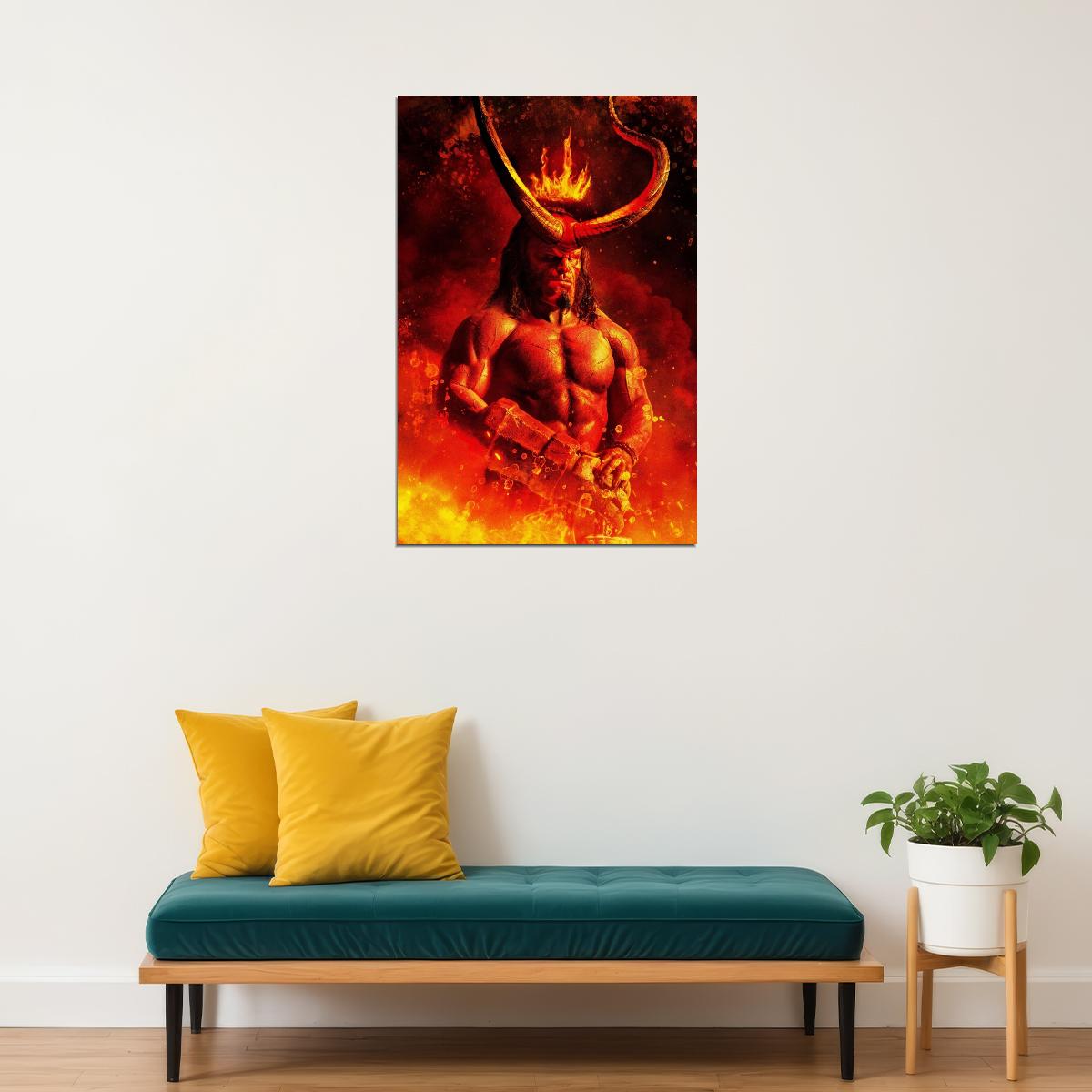 Hellboy Movie Poster Dark Horse Comics Superhero Film Wall Art Print