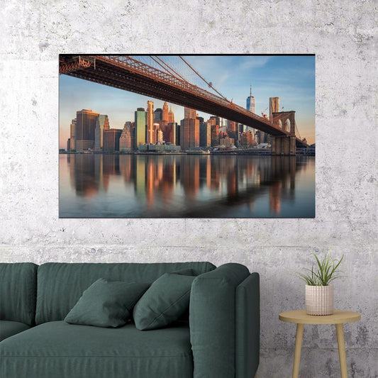 Brooklyn Bridge Poster New York City Landmark Wall Art Urban Photography Print - xonomax