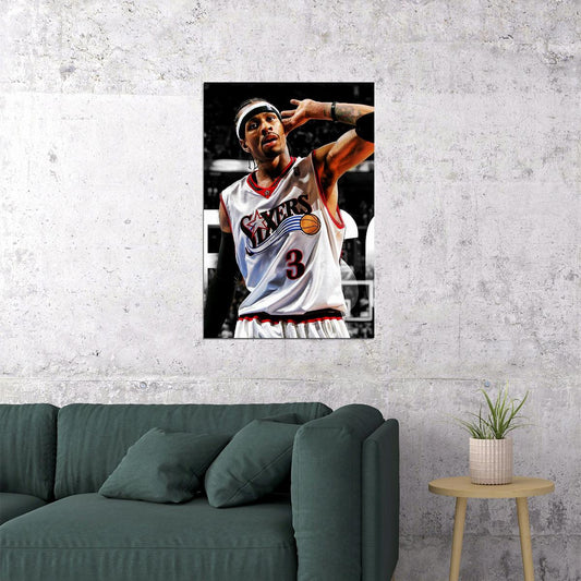 Allen Iverson Basketball Poster Nba Legend Wall Art Philadelphia 76ers Sports Print - xonomax