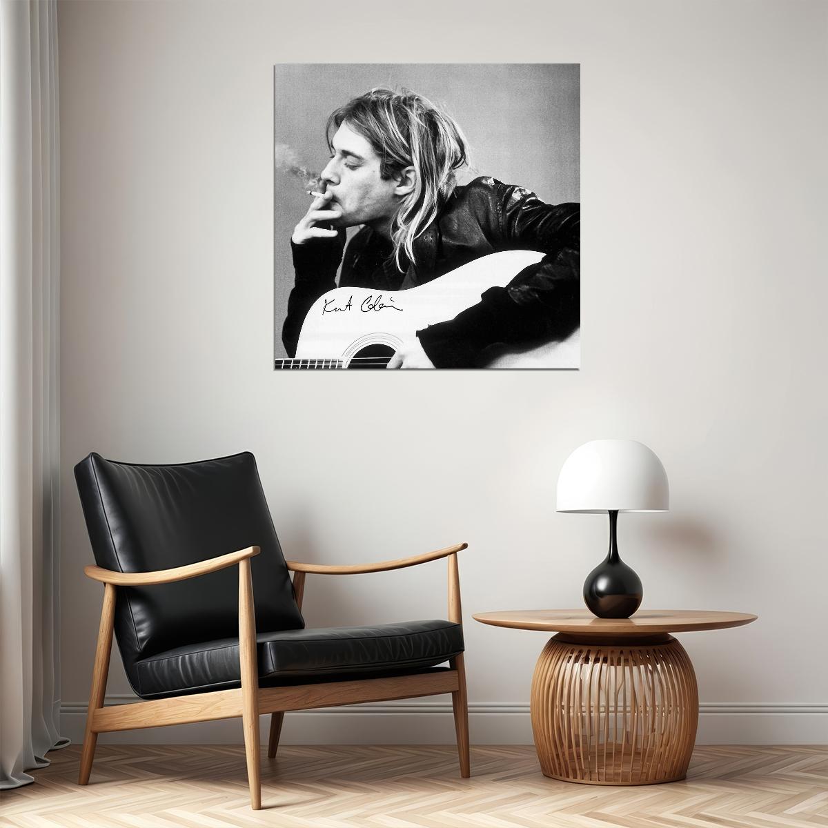 Nirvana Kurt Cobain Music Poster Iconic Rock 90s Band Black And White Wall Print