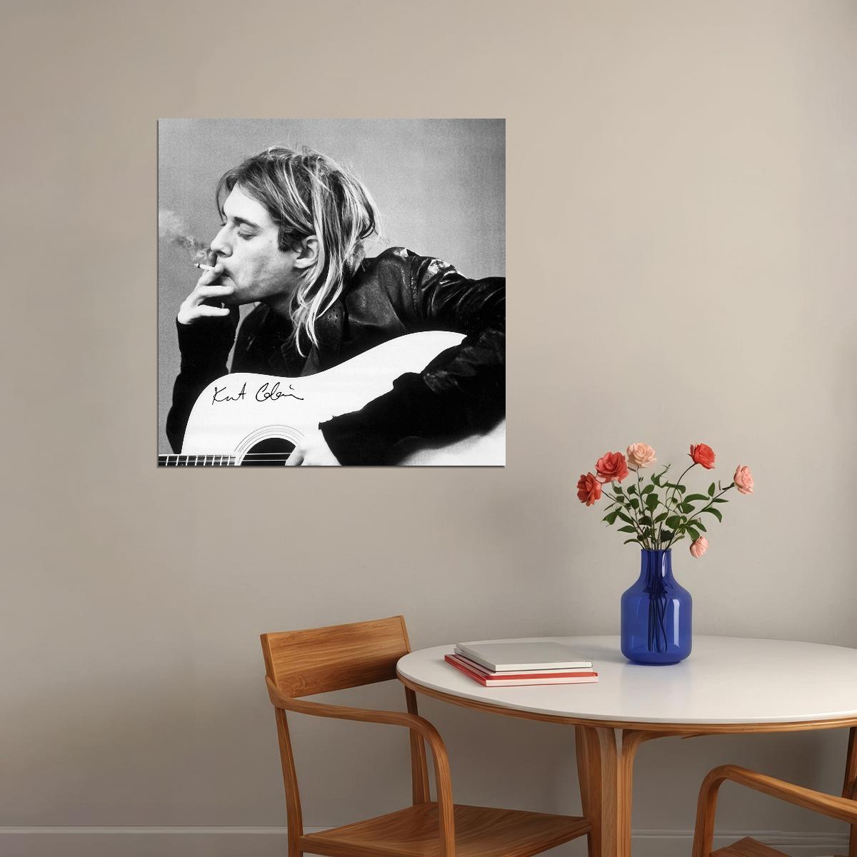 Nirvana Kurt Cobain Music Poster Iconic Rock 90s Band Black And White Wall Print