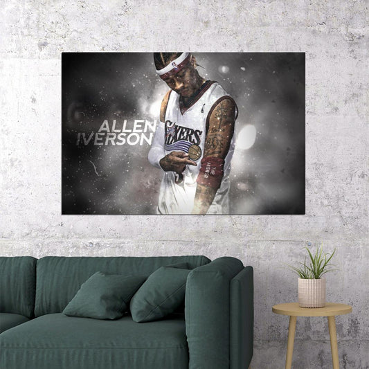 Allen Iverson Basketball Poster Nba Legend Wall Art Philadelphia 76ers Sports Print - xonomax