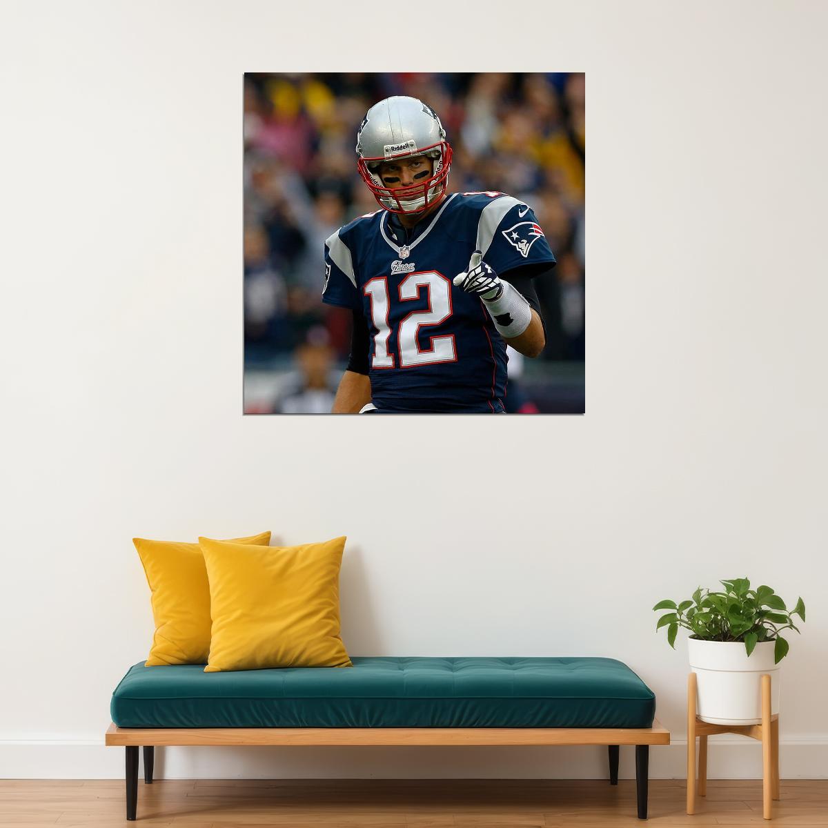 Tom Brady Nfl Football Poster Iconic Quarterback Star Art Inspirational Sports Print - xonomax
