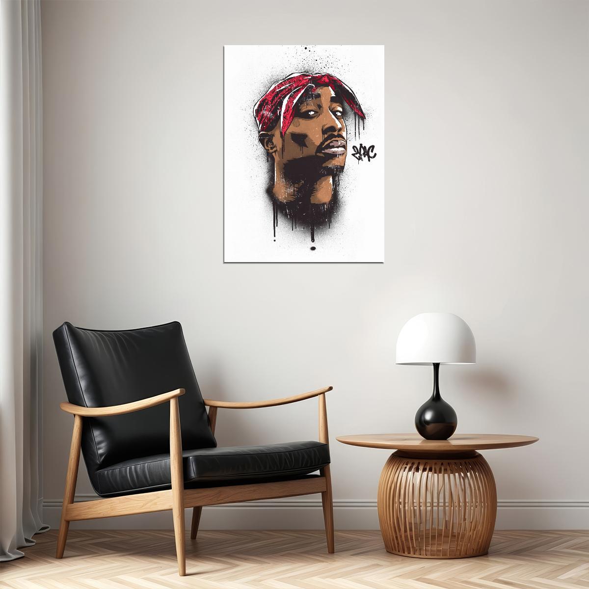 Tupac Shakur 2pac Poster Iconic Rap Music Legend Wall Art Hip Hop Artist Inspirational Print - xonomax